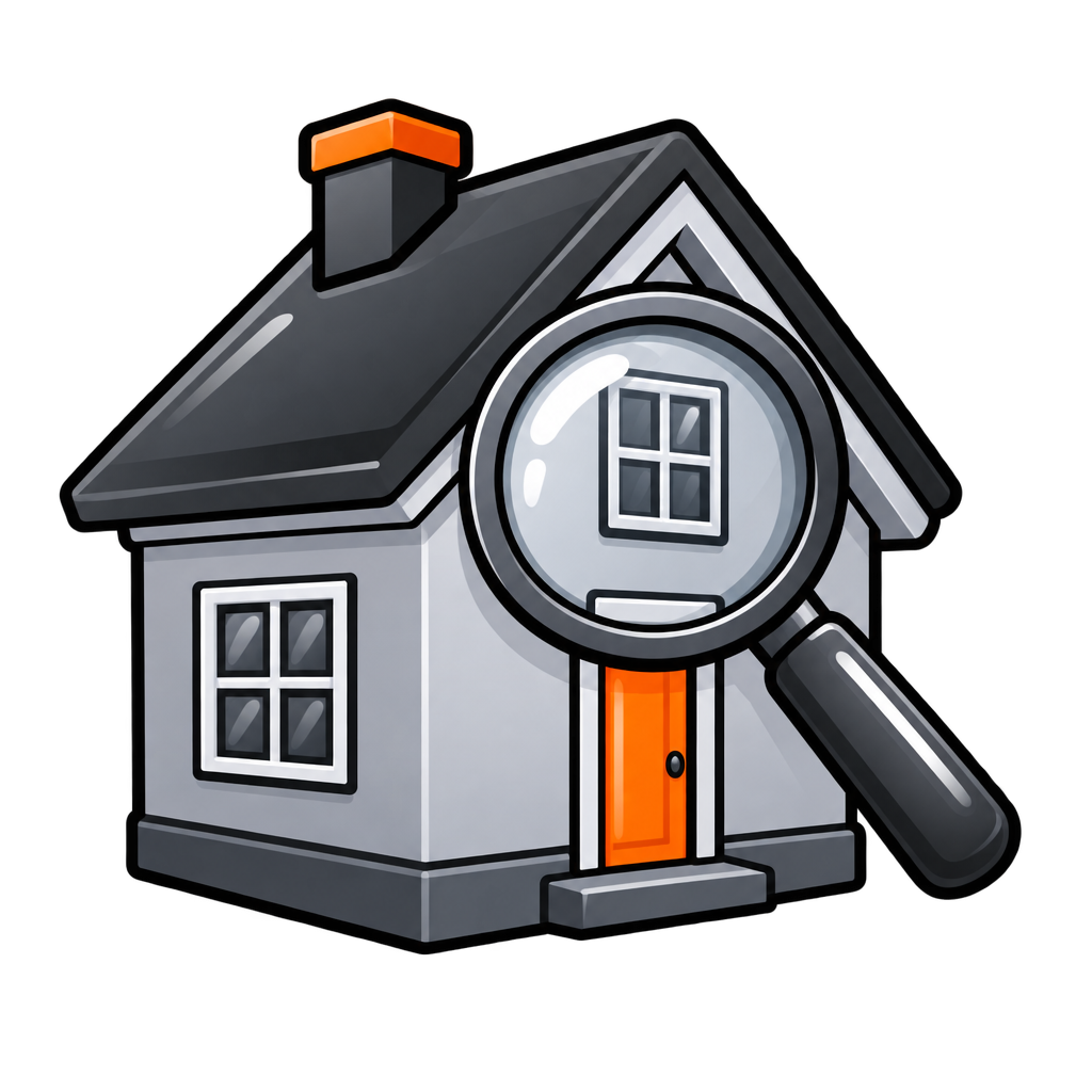 Illustrated house with a magnifying glass for home inspection