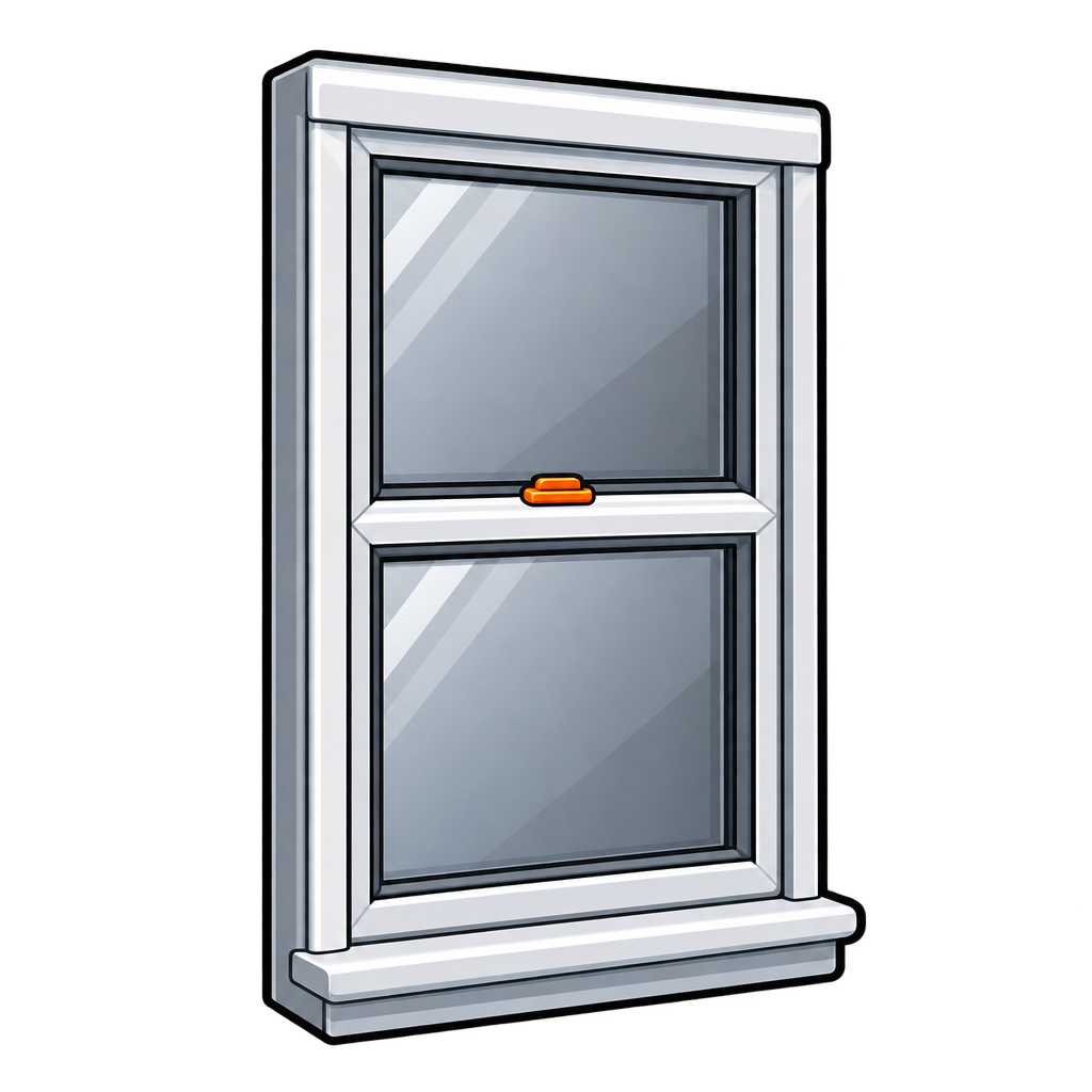 Illustrated double-hung residential window
